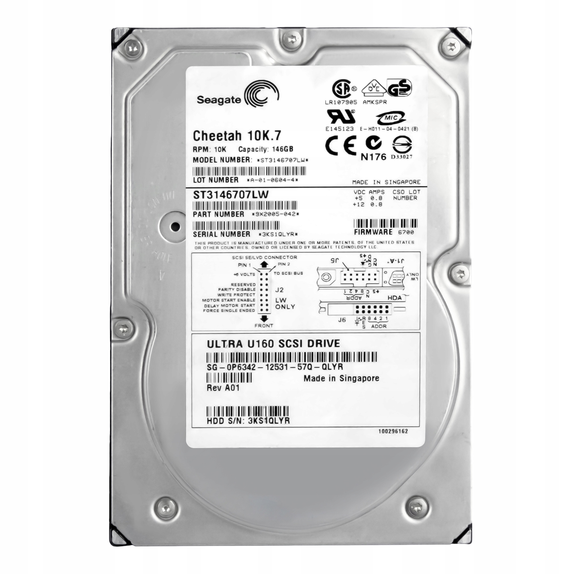 Dell 0P6342 146GB 10K 8MB Scsi U320 3.5'' ST3146707LW