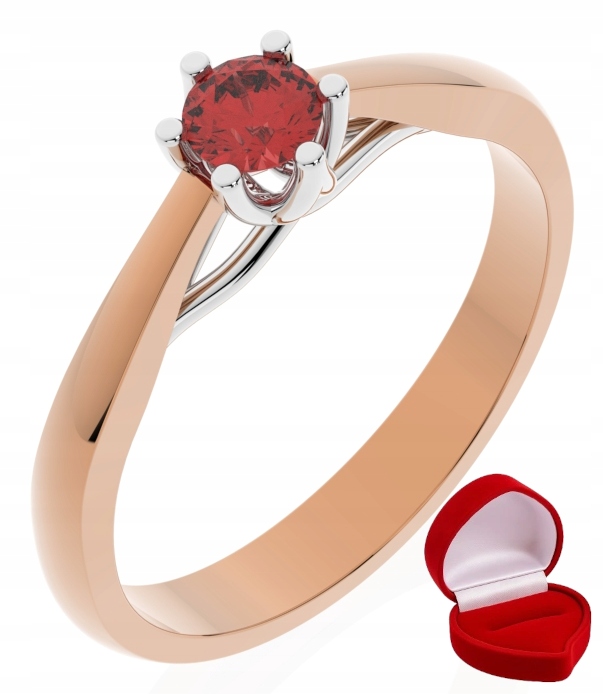 Zlatý Prstýnek 585 14k Rubín 0,24 ct Růžové Zlato R9