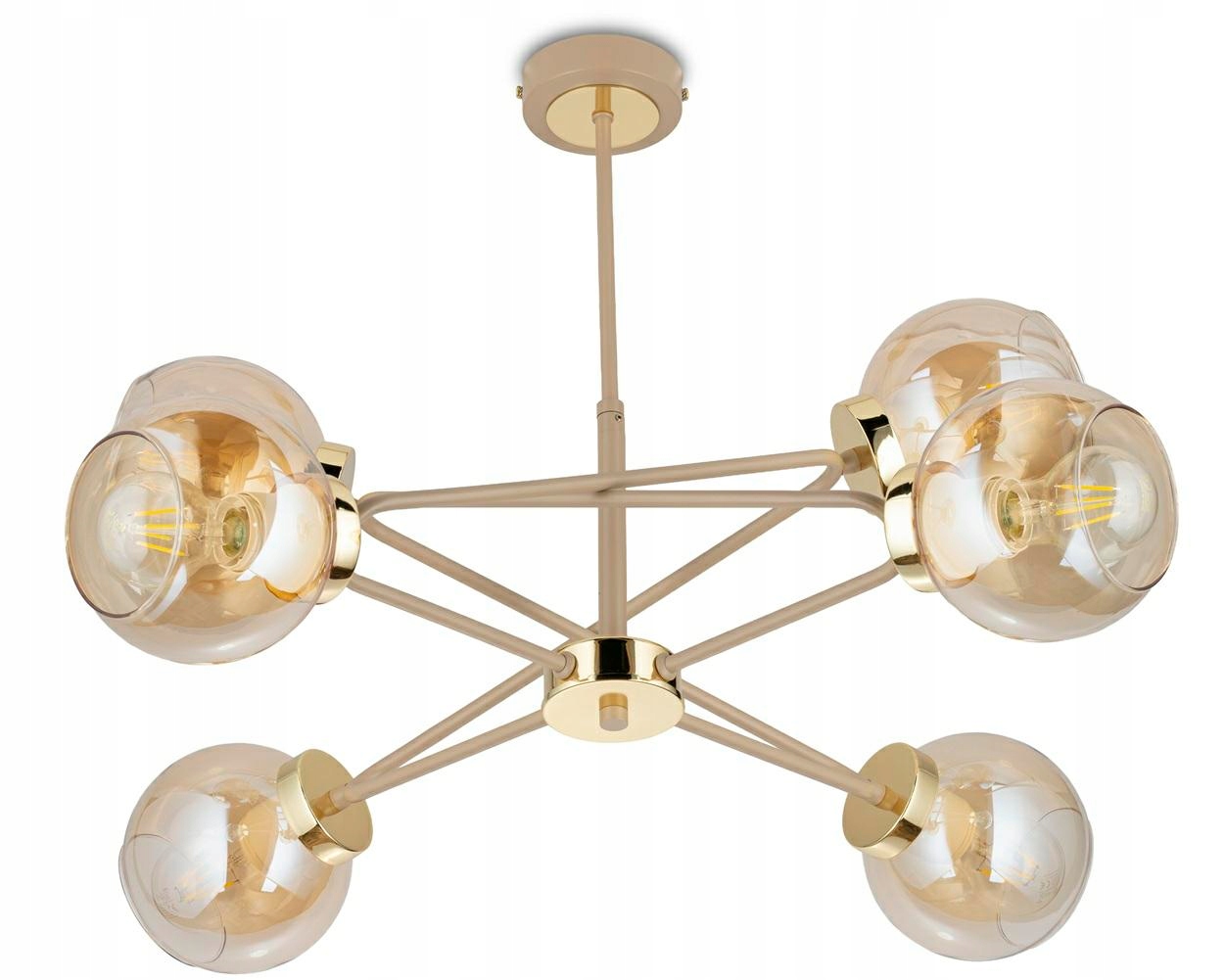 Luster Cris Béžový s prídavkom zlata 6xE27 60 cm Moderný Taupe