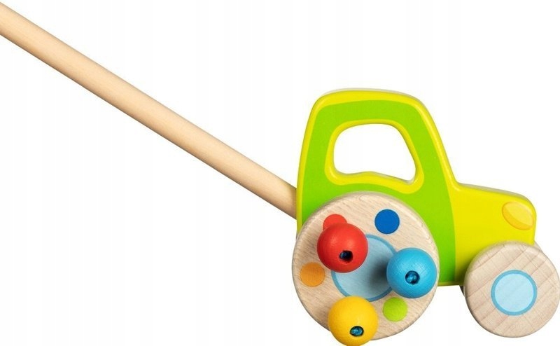

Pchacz na kiju Traktor drewniany z kuleczkami Goki