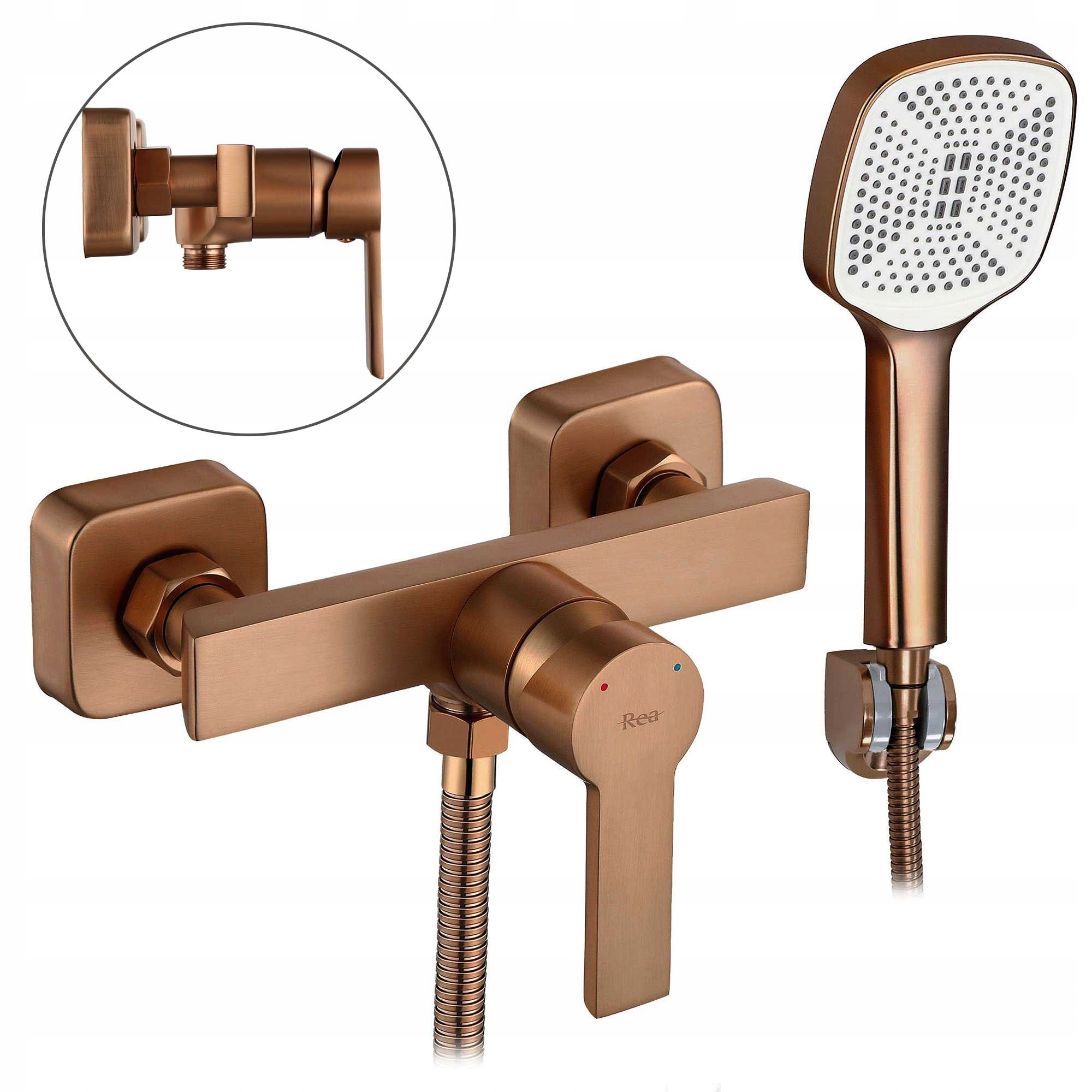 Nástenná sprchová batéria Meď brúsená Pvd Rea Argus Mosadz