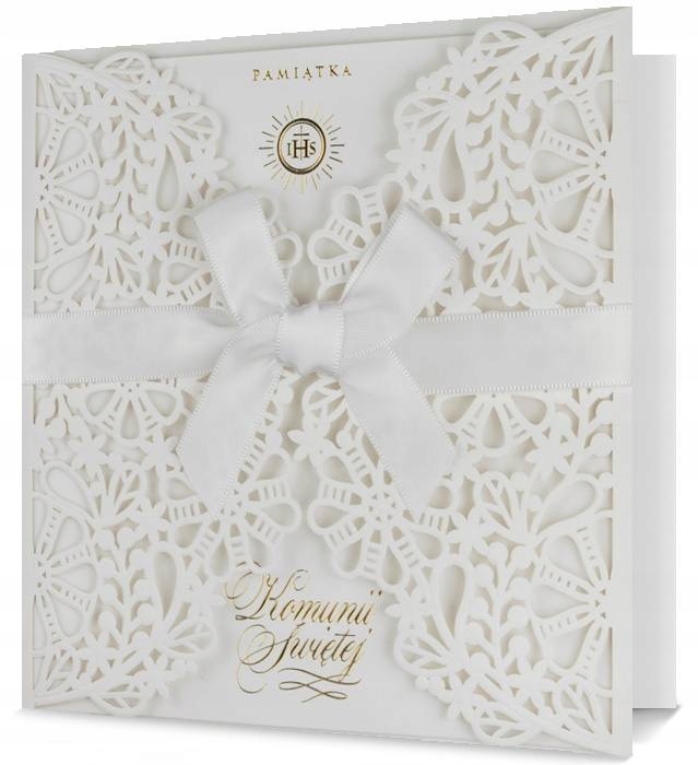 

Pamiątka Kartka na Komunię pięknie zdobiona H805
