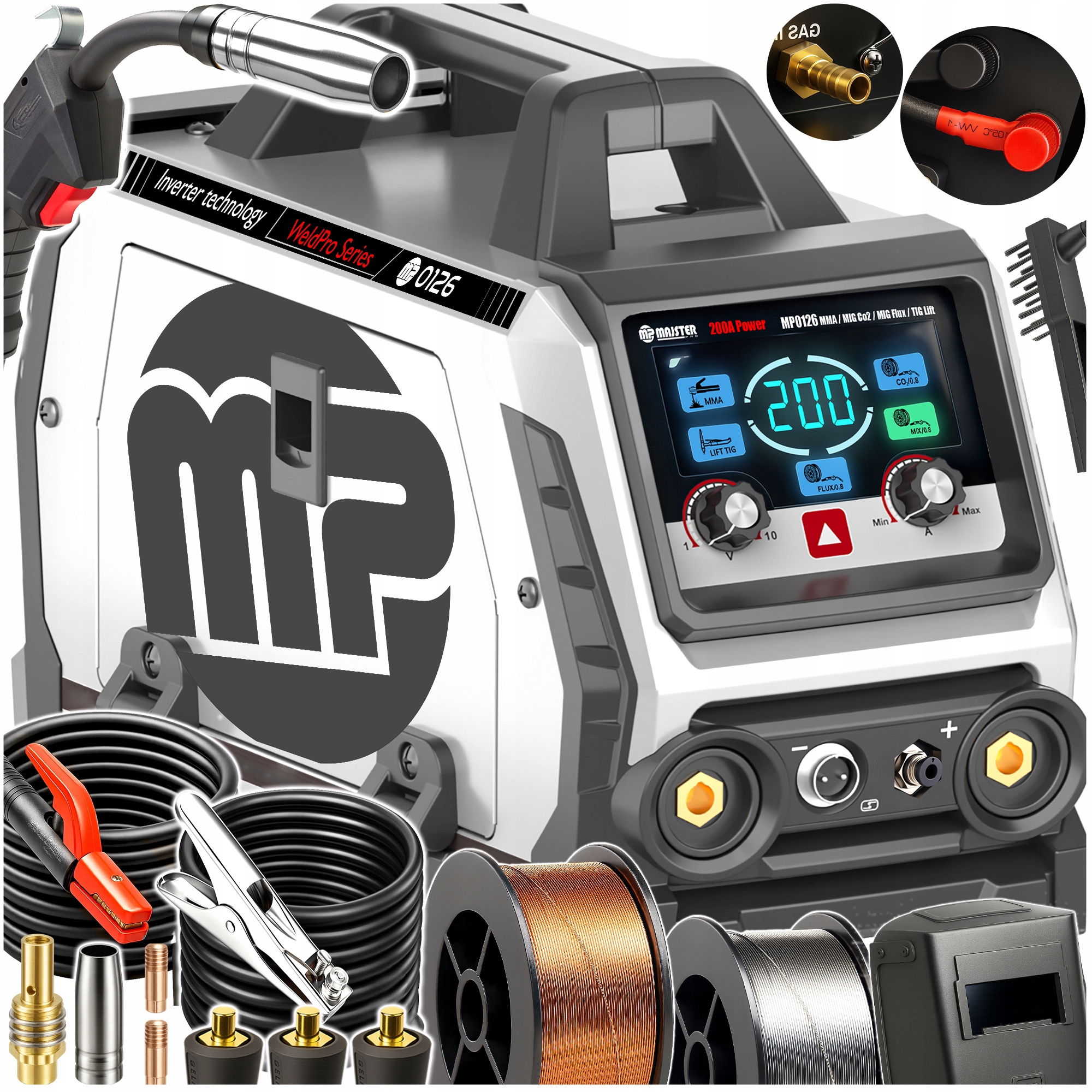 Invertorová svářečka 200 Migomat Flux Mig Mag Mma Gaz Co2 Synergie MP0126