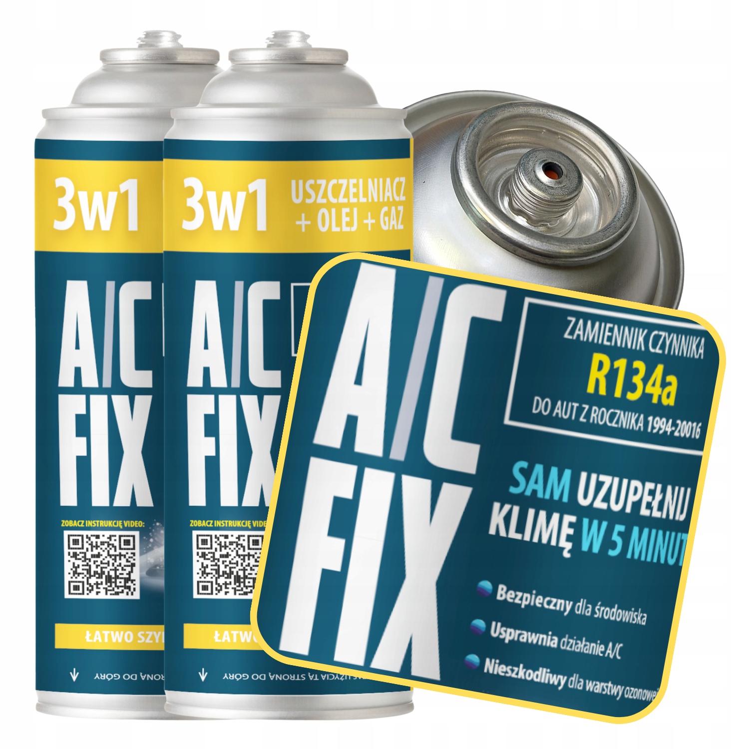 AC FIX 2x R134a 3v1 PLYN OLEJ TMEL 340g - Allegro