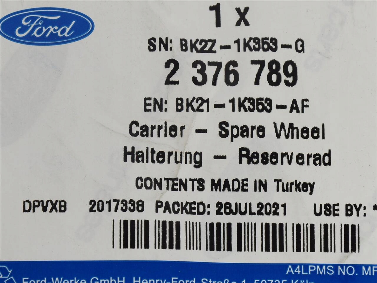 WINDA KOŁA ZAPASOWEGO TRANSIT 14- 19- CUSTOM 12- Typ samochodu Samochody dostawcze