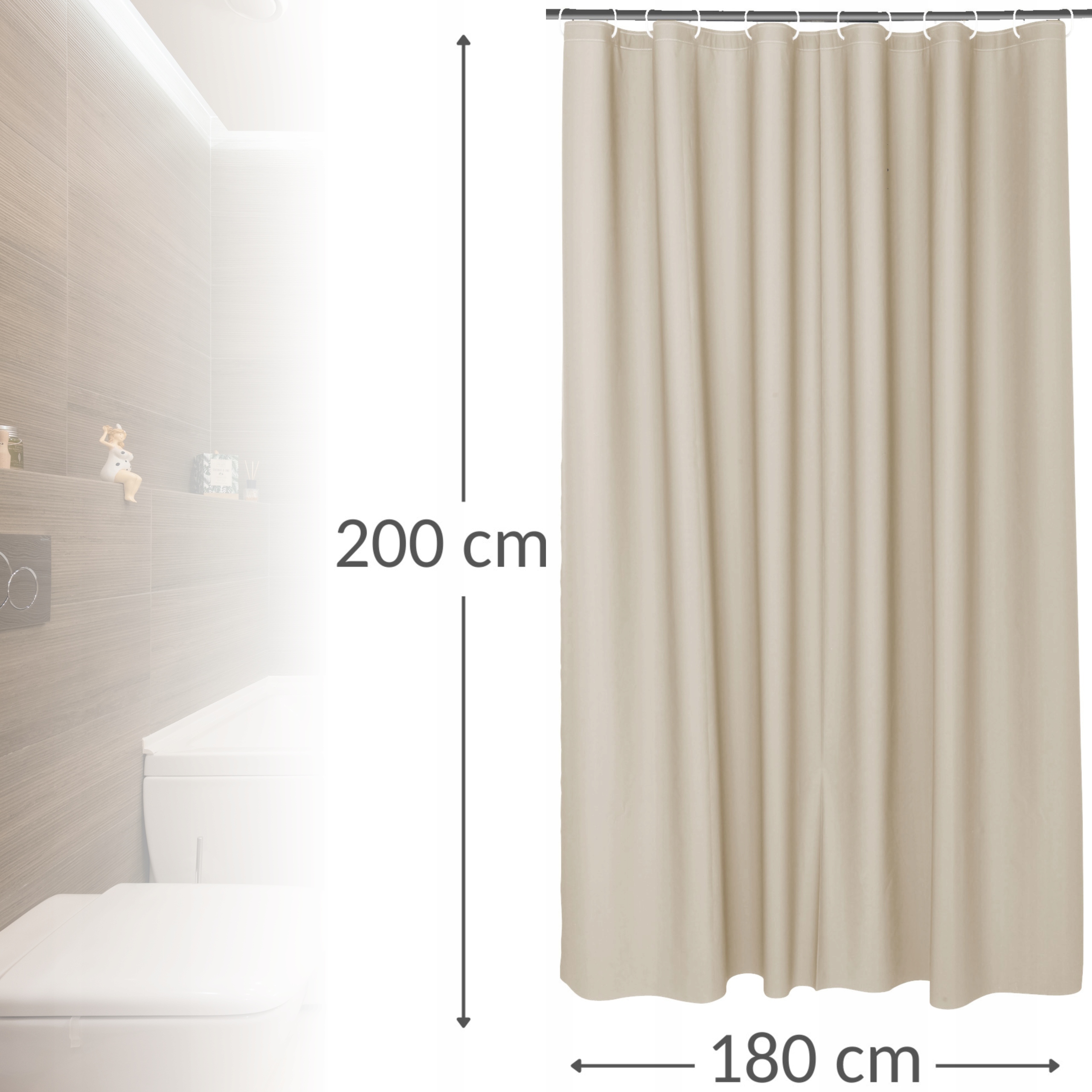 ZASŁONA PRYSZNICOWA WODOSZCZELNA PEVA KOTARA DO WANNY ZASŁONKA POD PRYSZNIC EAN (GTIN) 3526780952935