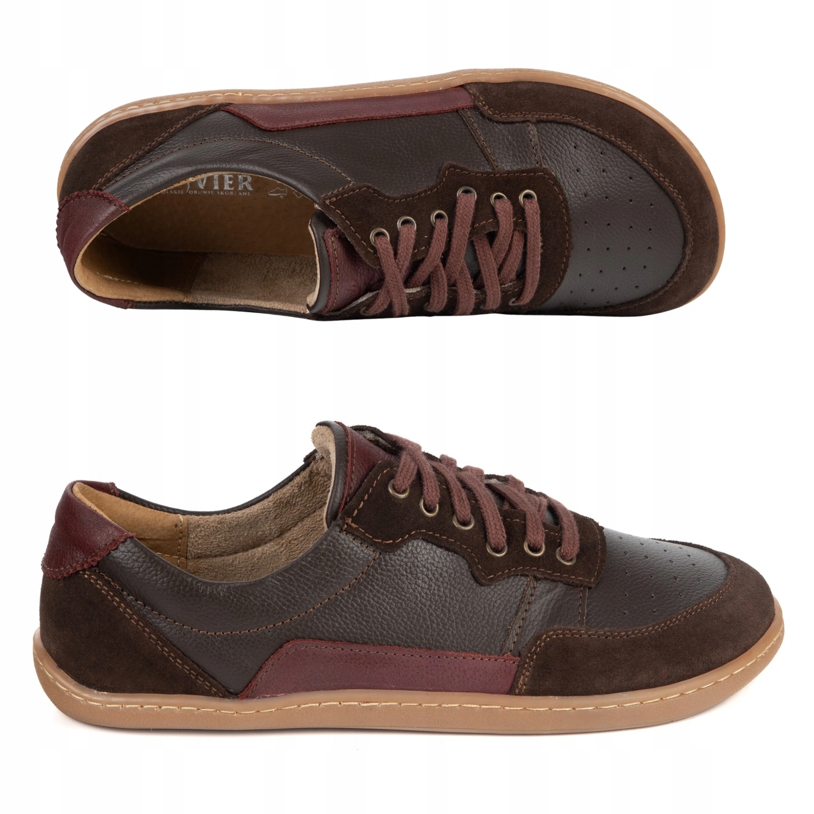 Dámské kožené barefootové boty Alma městské casual zero drop hnědé 42