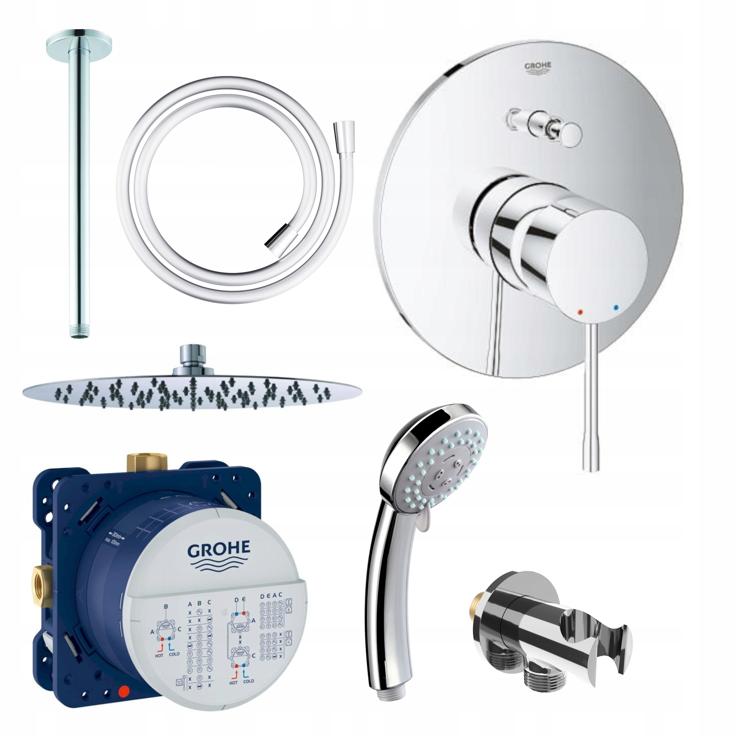 Sprchový Set Stropní Baterie Grohe Essence Podomítková Oválná 25 CM