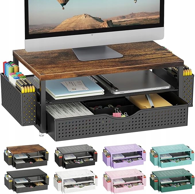 janotter Stojan na monitor, 2-úrovňový, dřevěný stojan na monitor