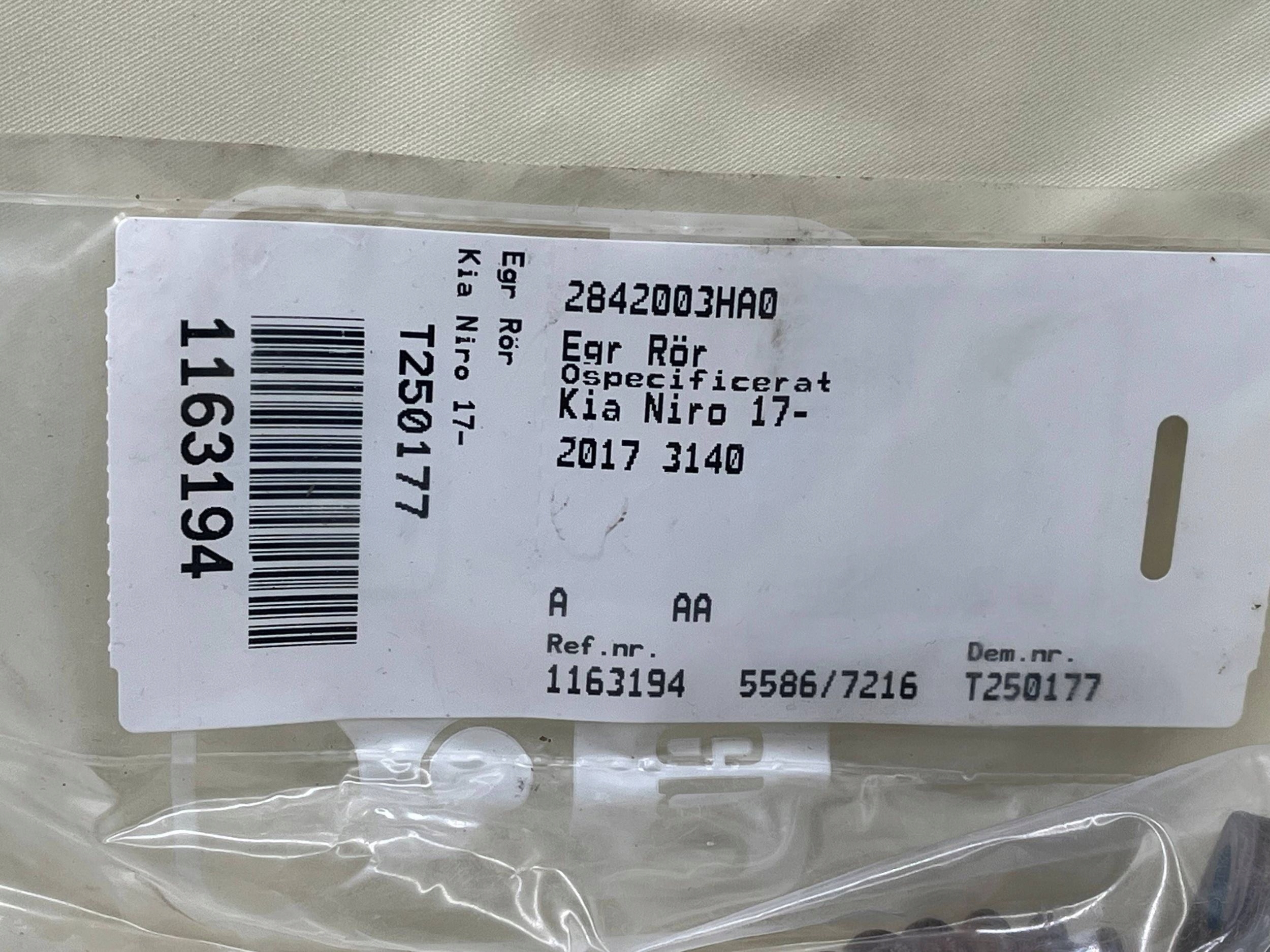 pipe EGR KIA NIRO MK1 2842003HA0 !J