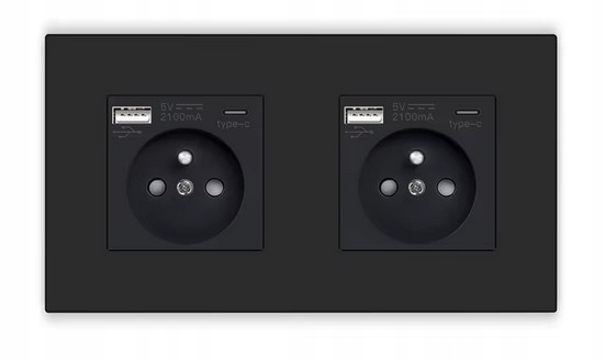 Gniazdko Podwójne 157mm Usb A-c Kontakt 16A Plastikowe 3.1A Quick Charge