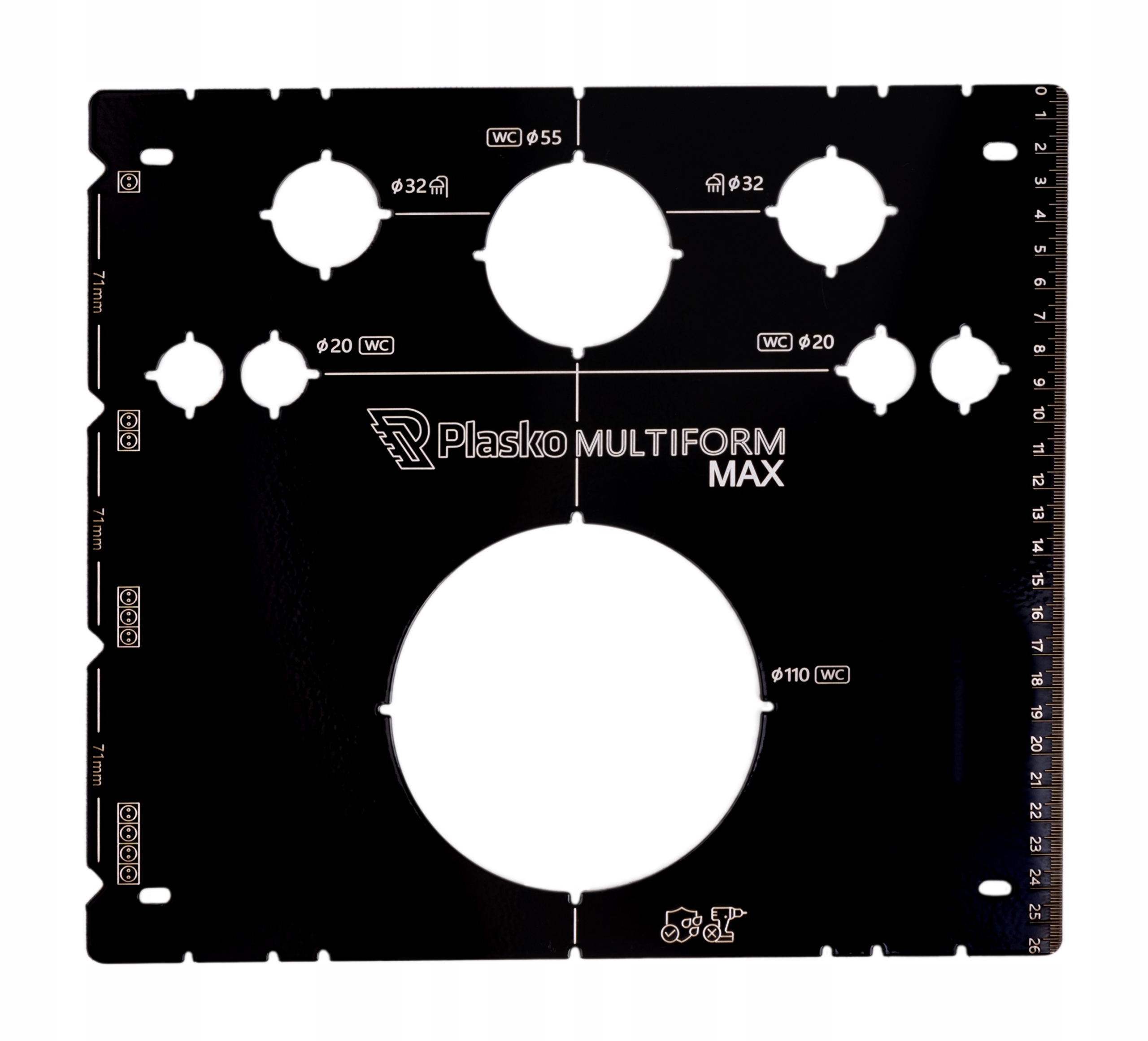 Plasko MULTIFORM MAX profesjonalny szablon do otworów GEBERIT WC GN WK