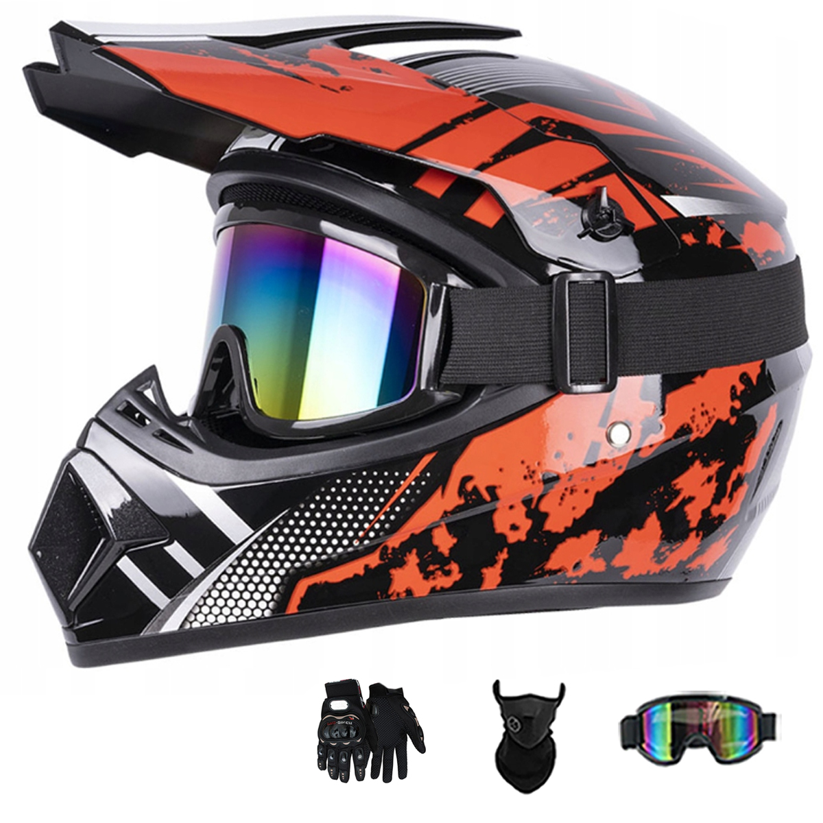 Motocyklová Přilba Lehká Enduro Quada Brýle Rukavice Maska XL