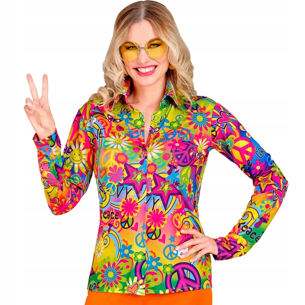 Dámská Barevná Košile Květy Pacičky 70. Léta Hippie XXL