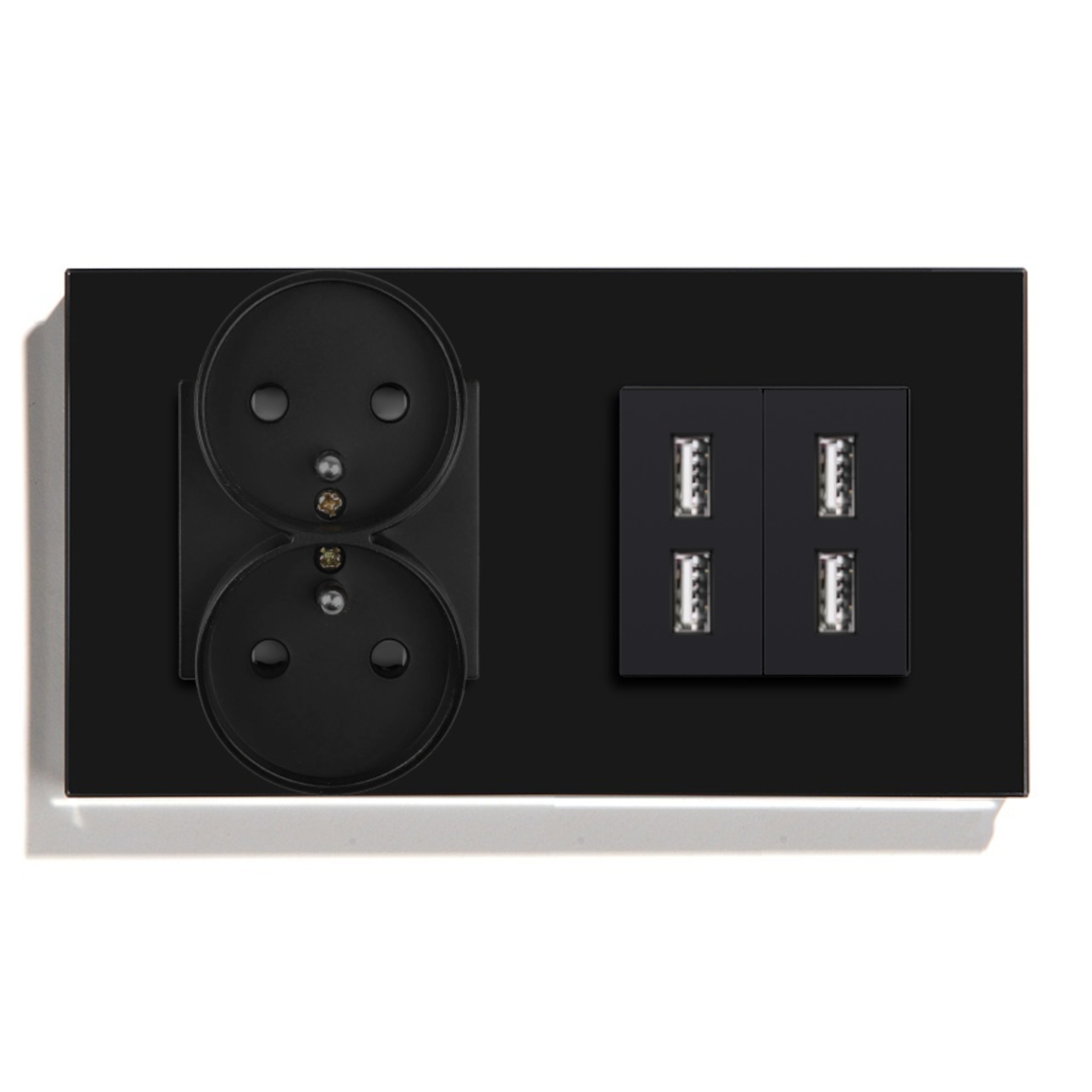 Elektrická Dvojitá Skleněná Zásuvka S Nabíječkou 4x Usb A 2.4A