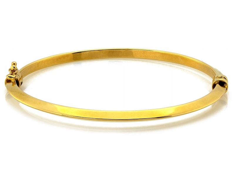 Oválný zlatý náramek 585, pevný, hladký, ze žlutého zlata, jako dárek 14kt