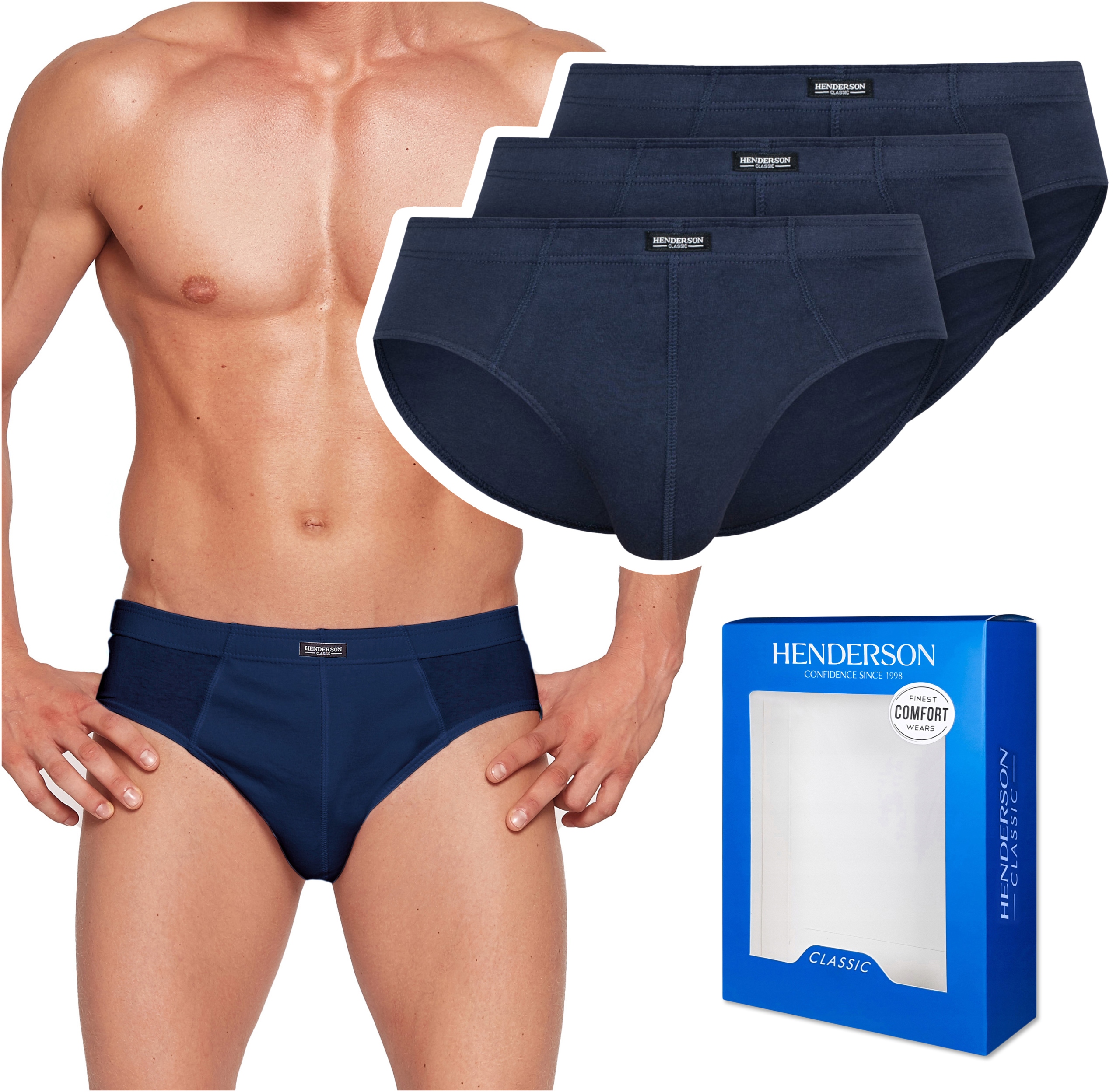 

Slipy męskie Henderson 100% bawełna 3pak Granat XL