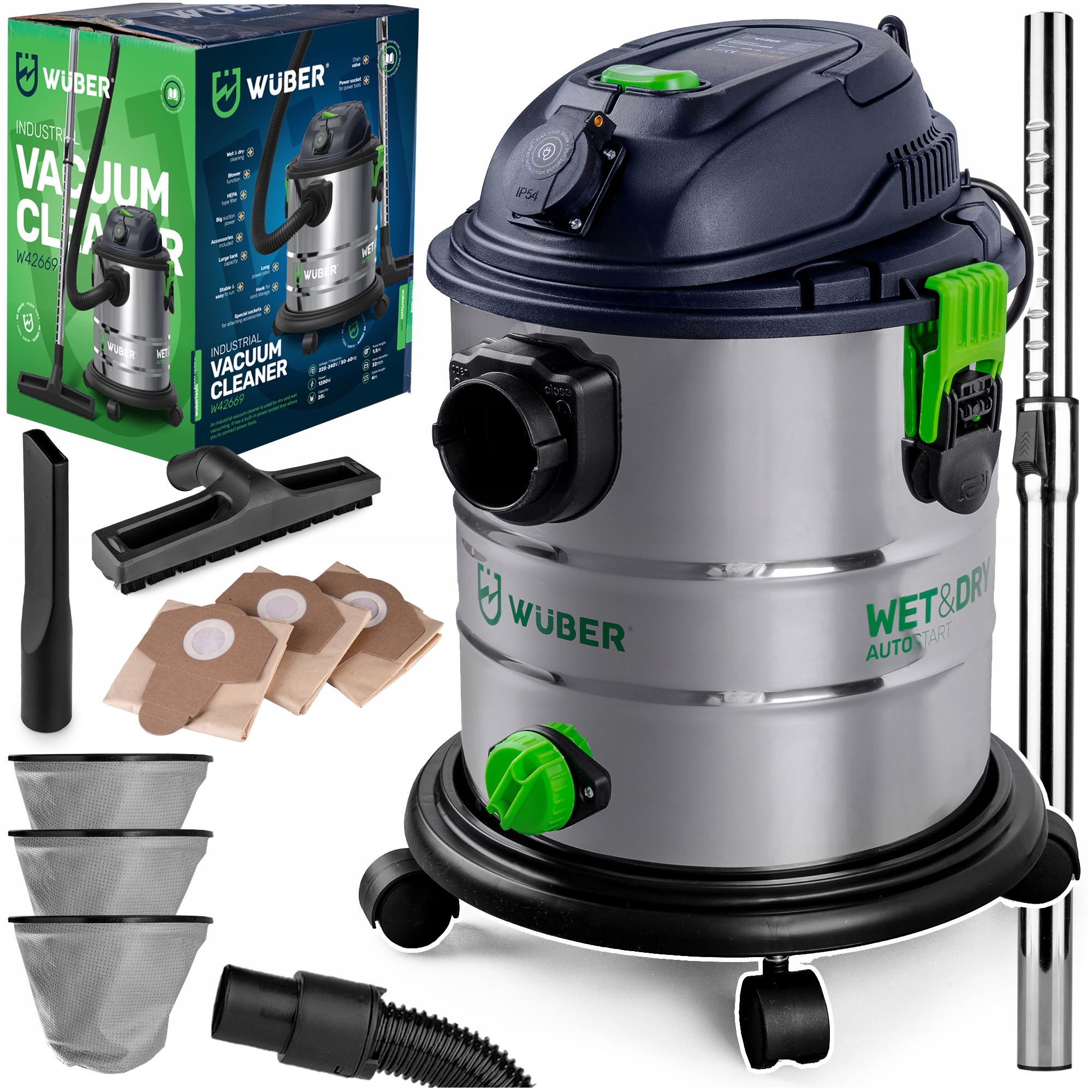 ODKURZACZ PRZEMYSŁOWY WARSZTATOWY MOKRO SUCHO HEPA POPIÓŁ GIPS