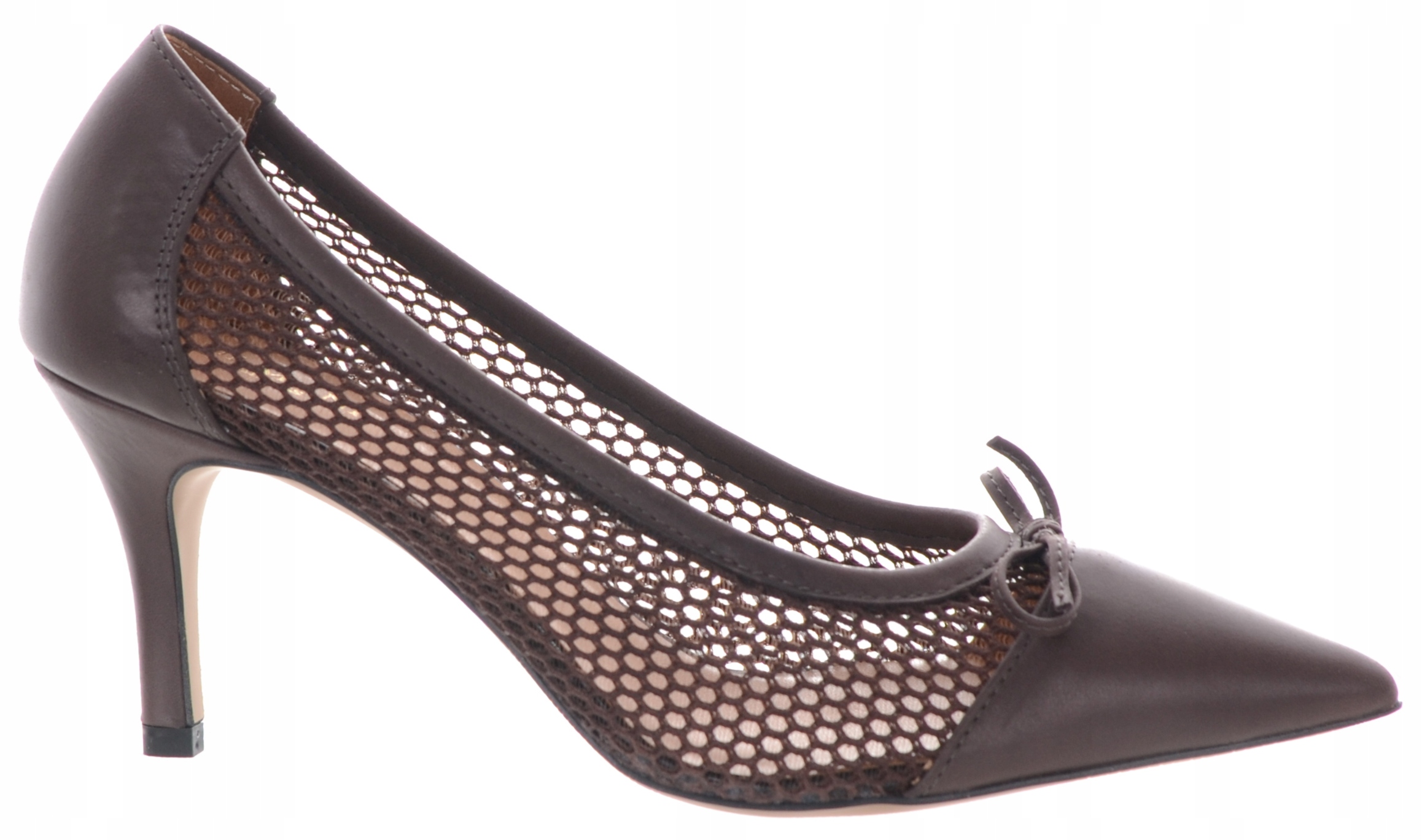 Lodičky Dámské Síťované Kožené Na Podpatku Hnědé Ulmani 37