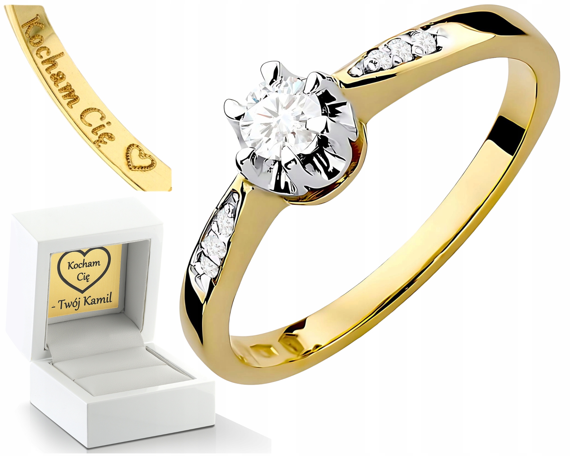 Okázalý Prstýnek S Brilianty Lab Zlato 585 Dárek Pro Ženu Gravírování