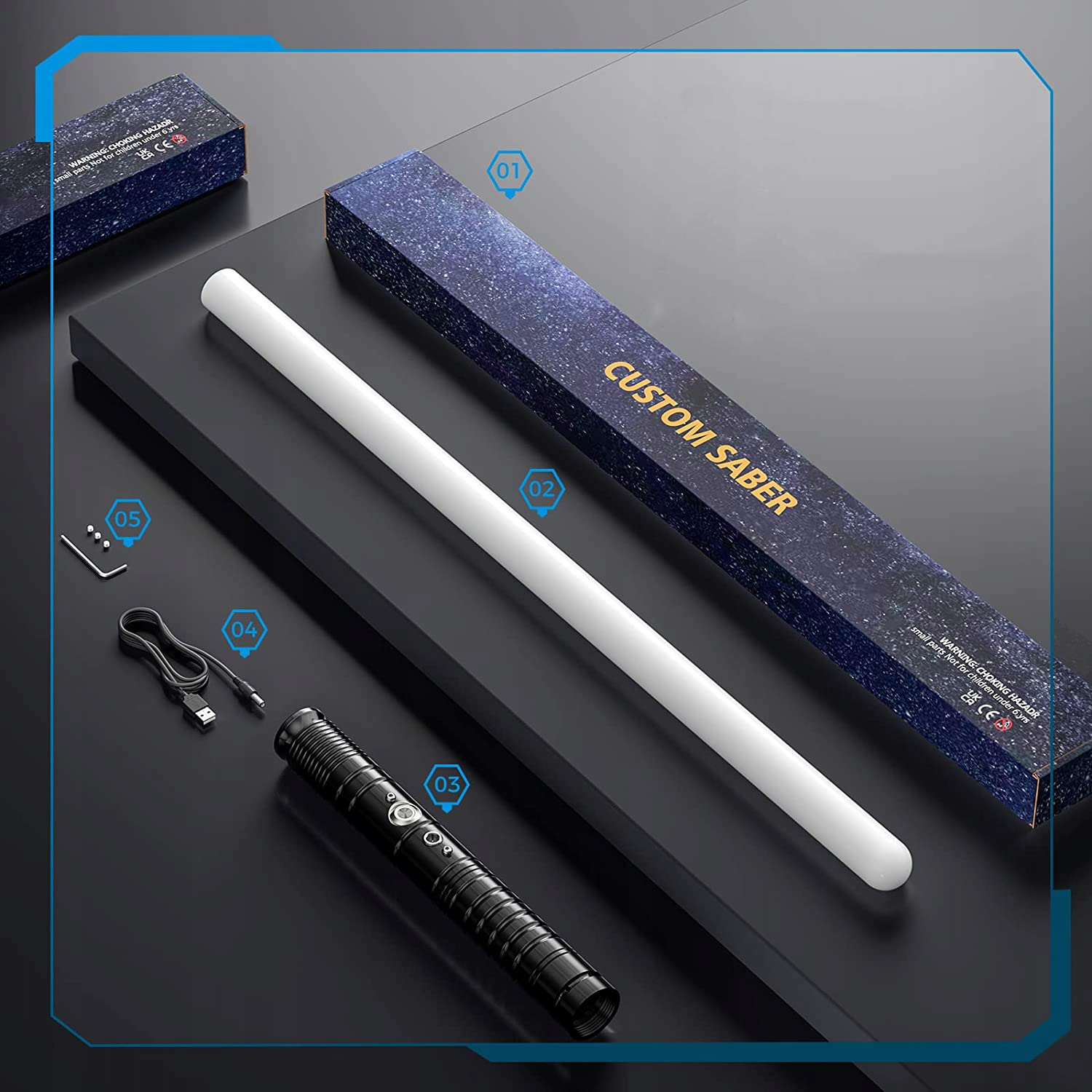 MIECZ ŚWIETLNY LASER ŚWIECĄCY Z DŹWIĘK premium RGB Stan opakowania oryginalne