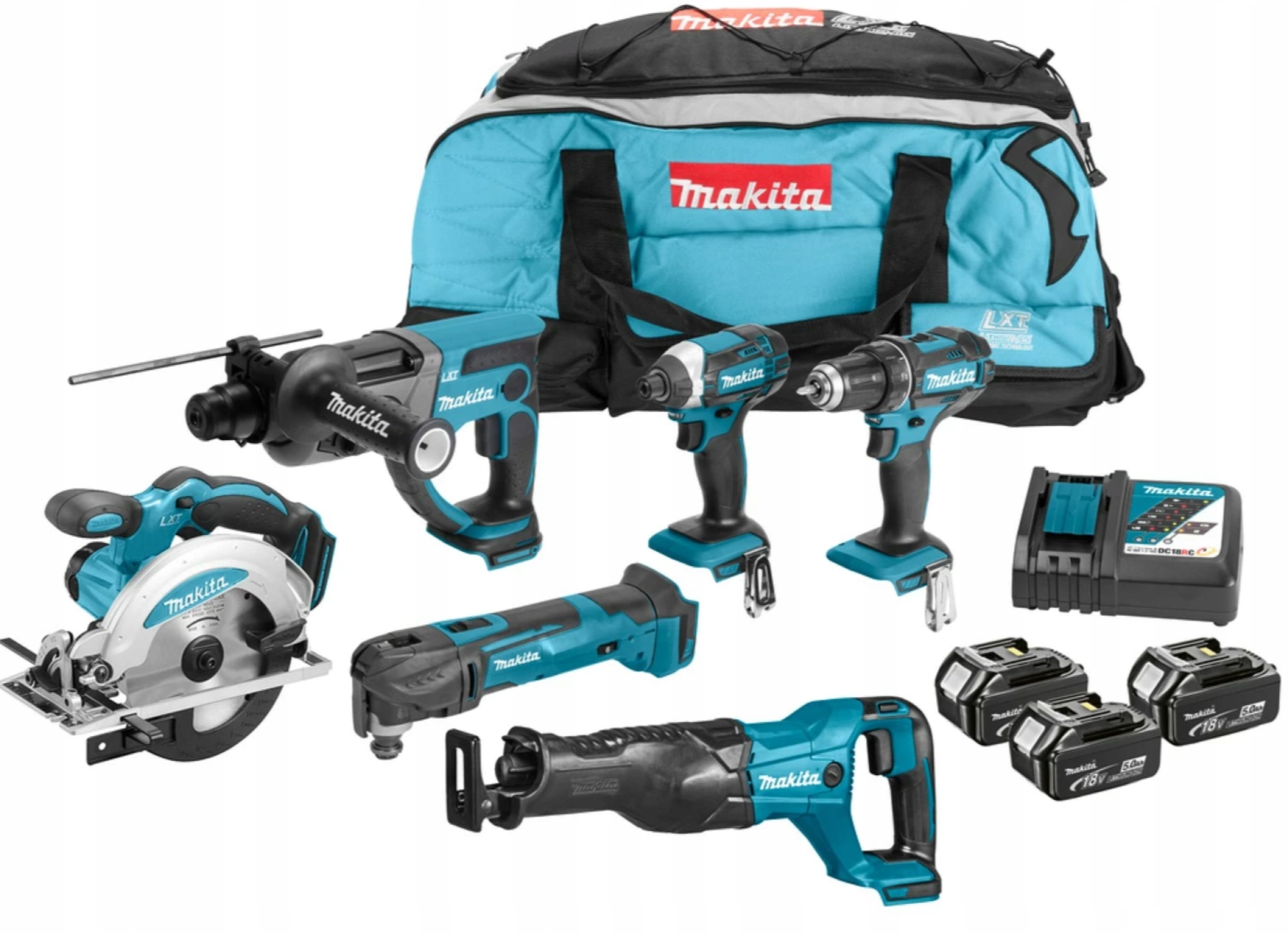 Makita Zestaw Combo DLX (DDF482 DTD152 DJR186 DHR202 DSS610 DTM51) 3x5ah
