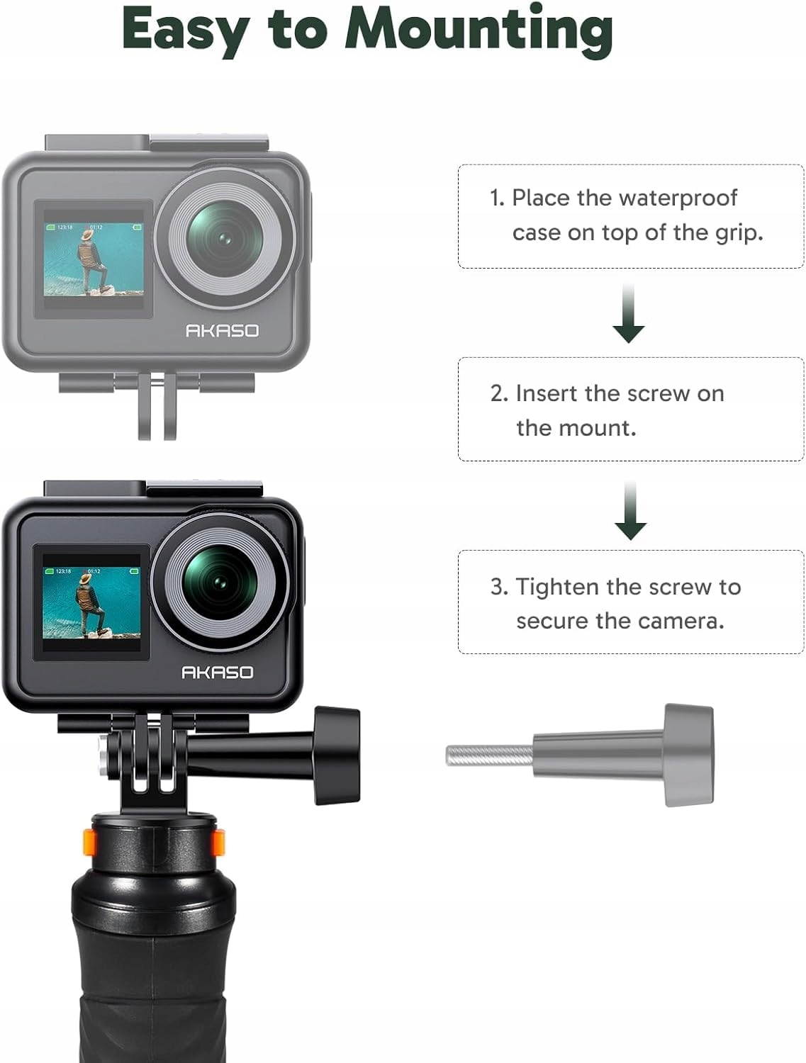 AKASO Uchwyt Pływający Do Kamer Sportowych Podwodny Grip Action Cam — miniatura 4