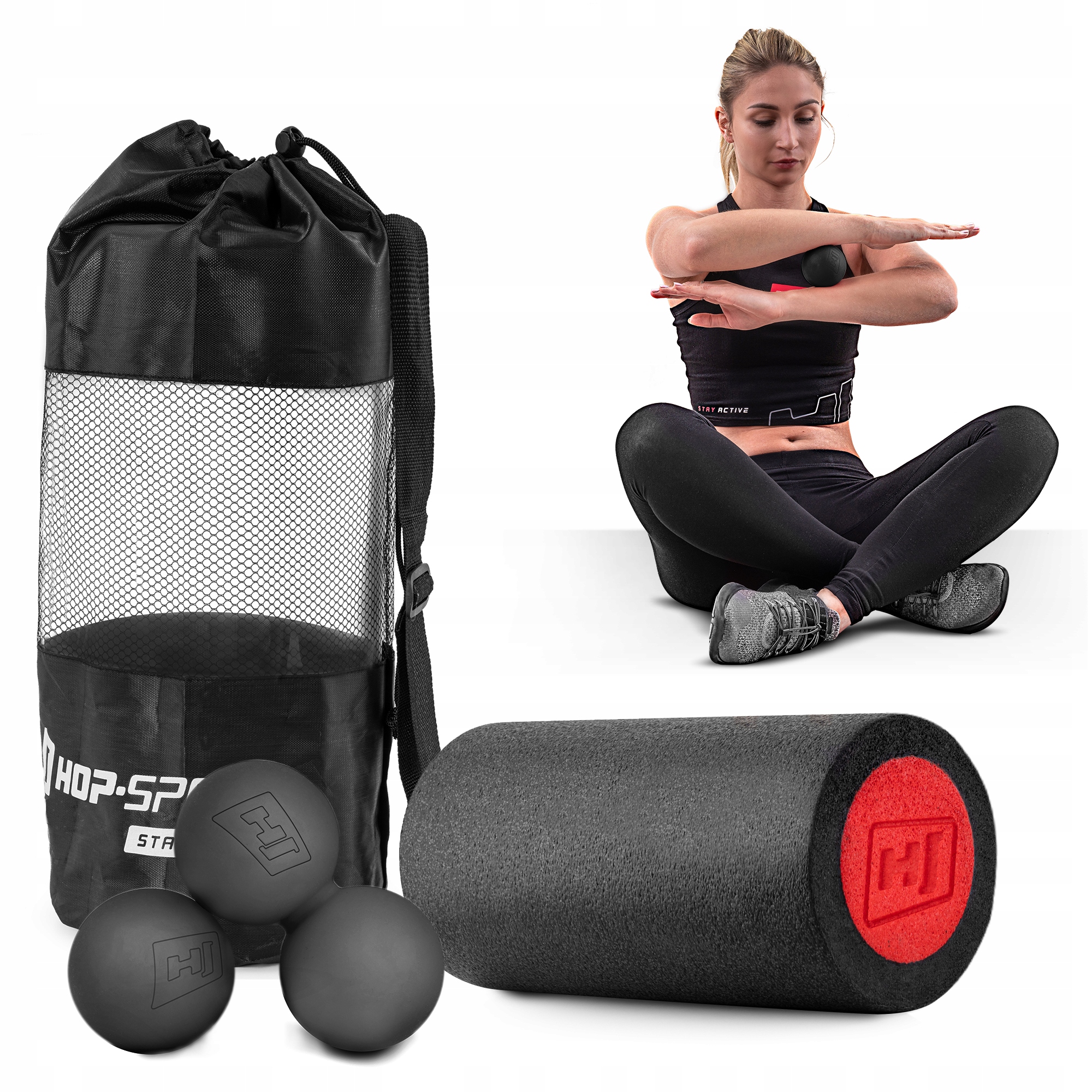 ZESTAW ROLLER + PILKA + PIŁKA DOUBLE DO MASAŻU HS Marka Hop-Sport