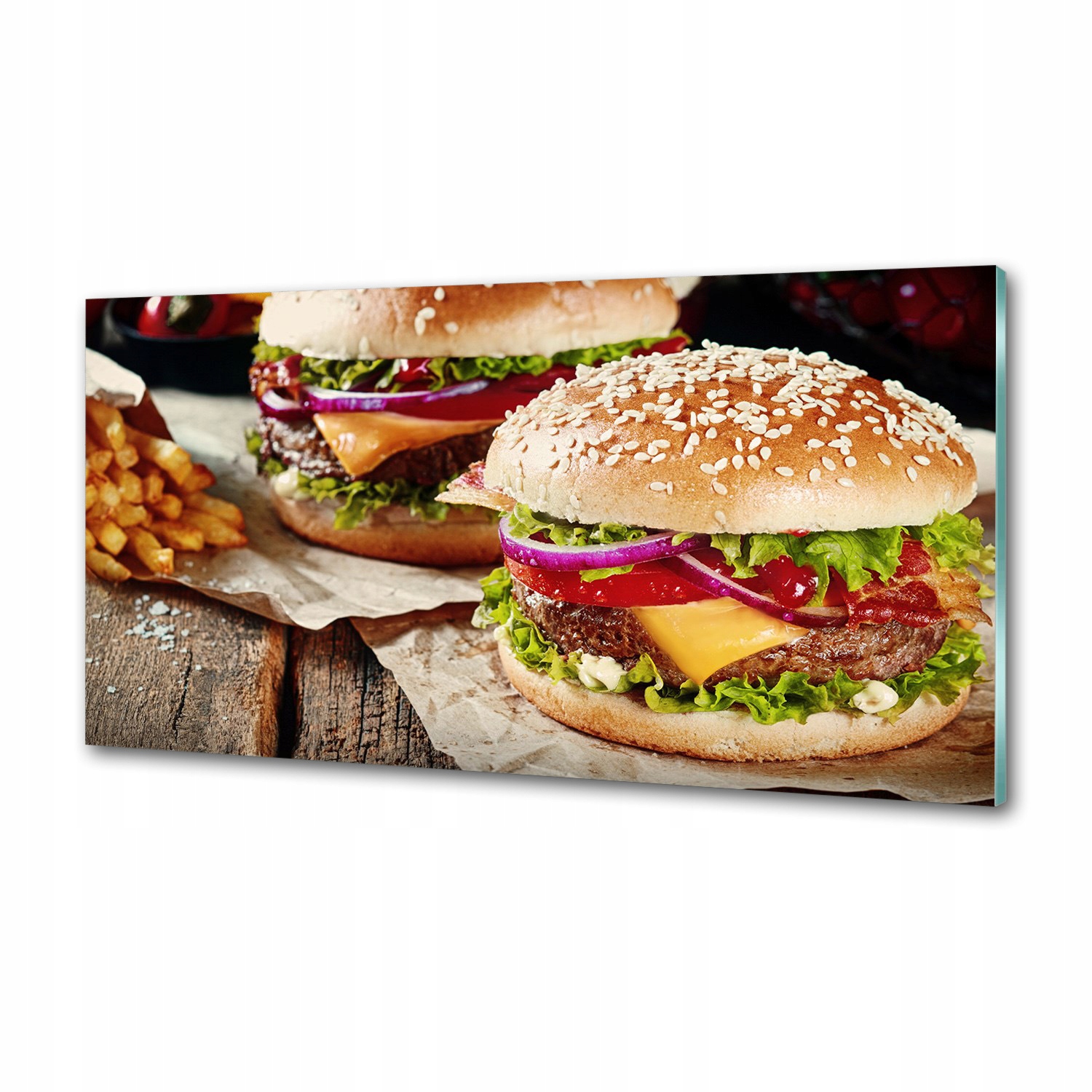 Panel dekor sklo Hamburgery 120x60 cm Lepidlo