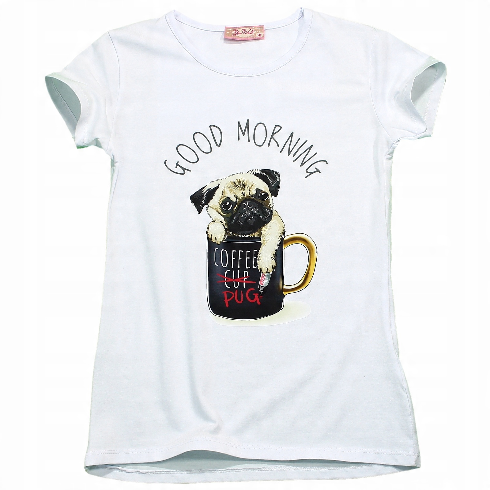 

Bluzka T-Shirt Nadruki Piesek Bawełna Biała 164
