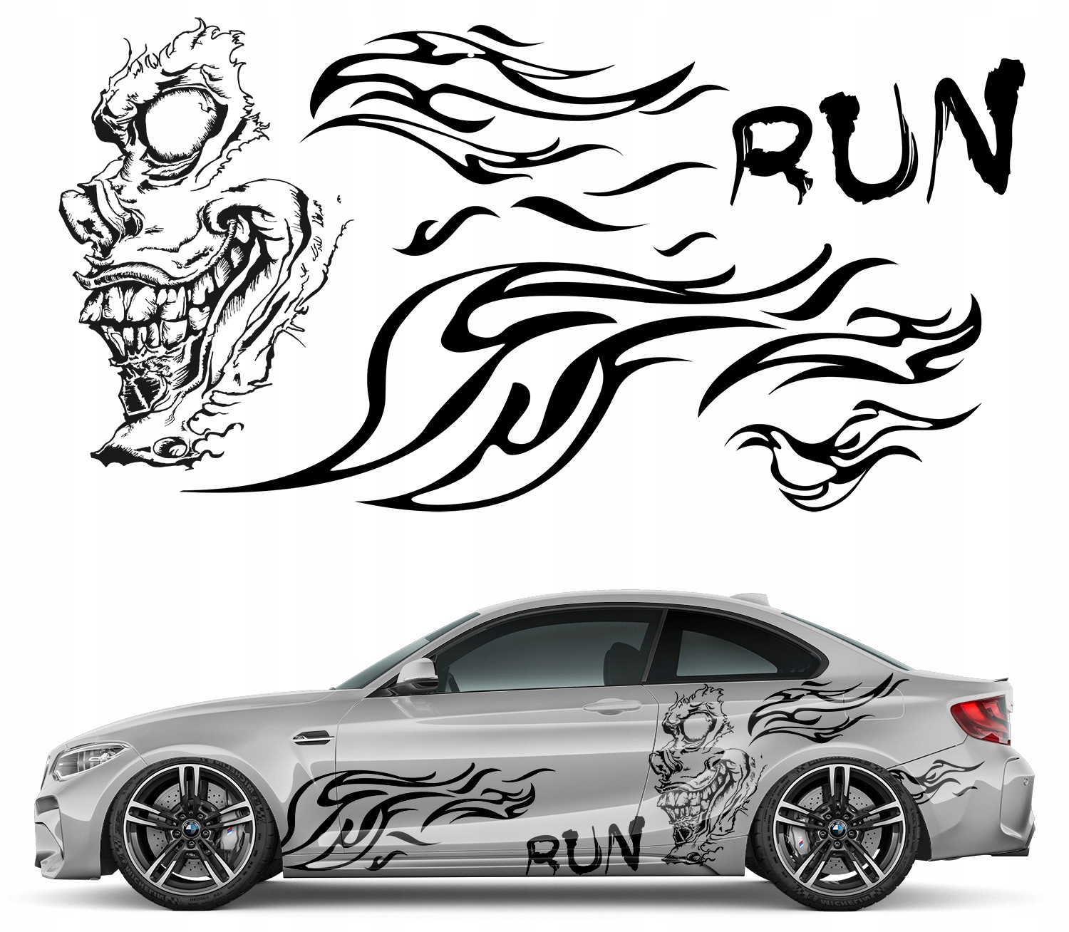 2x Samolepka na auto Motiv Run Přízrak 90x176 cm