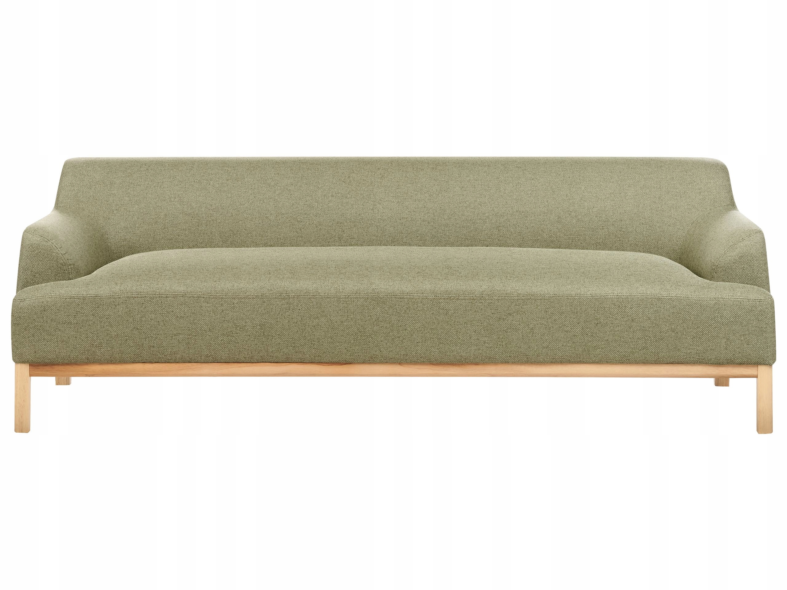 Sofa 3-osobowa tapicerowana drewno nogi zielona