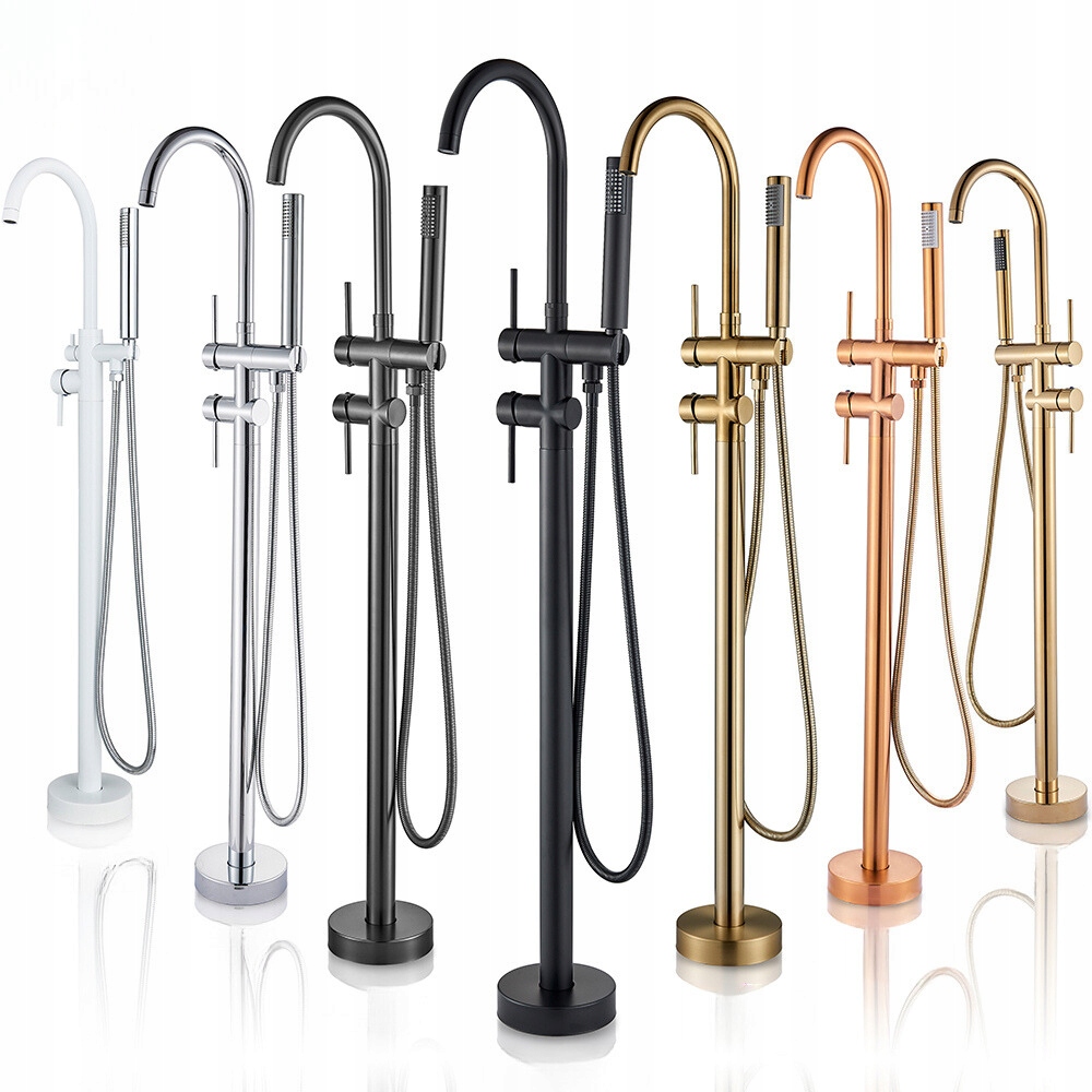 BATERIA WANNOWA WOLNOSTOJĄCA PODŁOGOWA ZŁOTA RUCHOMA JEDNOOTWOROWA MOSIĄDZ Informacje dodatkowe zestaw natryskowy