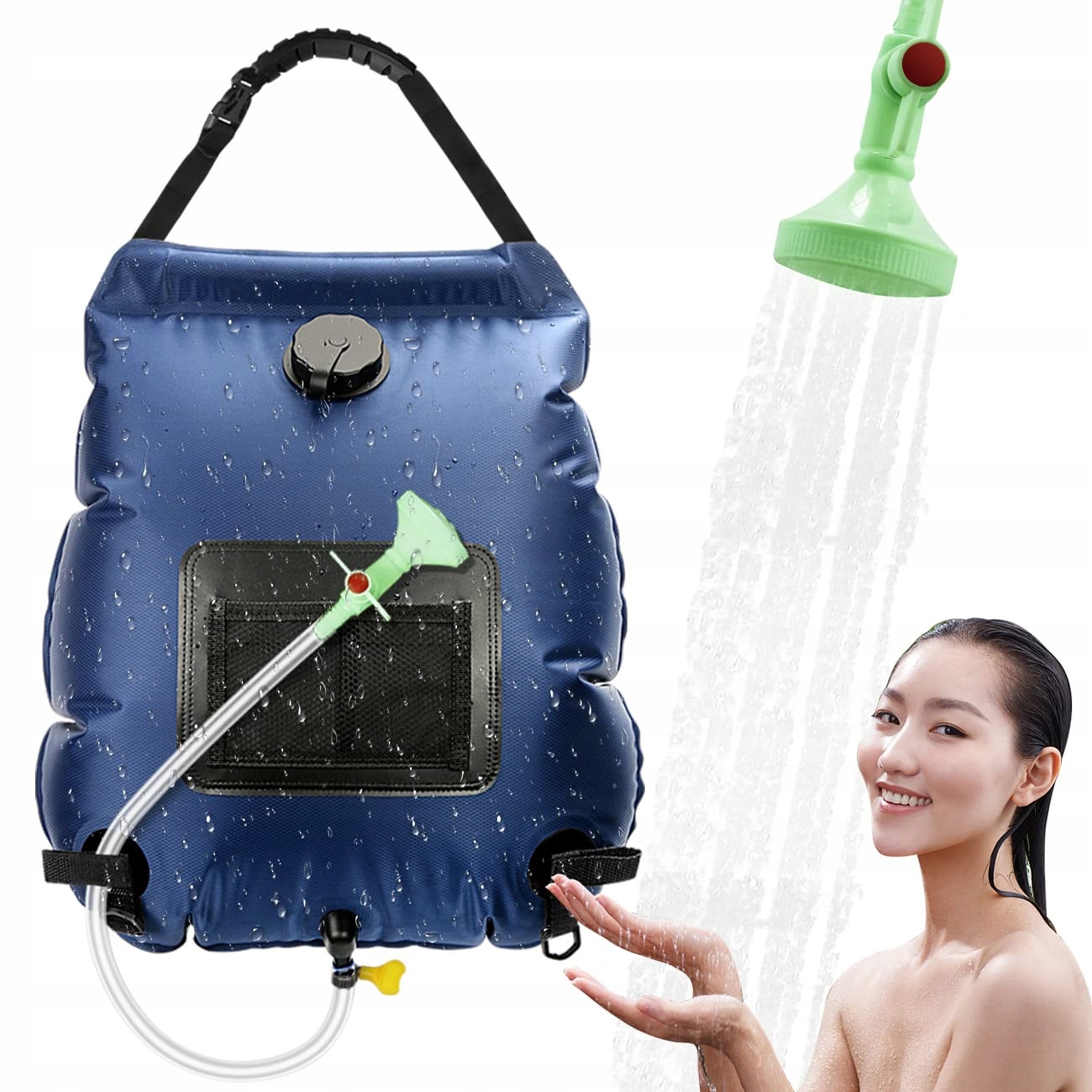 PRYSZNIC TURYSTYCZNY SOLARNY Z TERMOMETREM POLOWY 20L