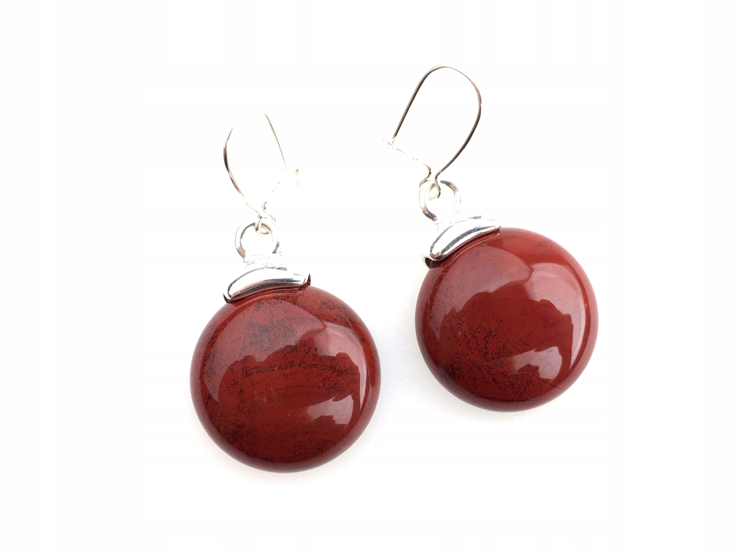 

wiszące kolczyki okrągły kamień jaspis czerwony