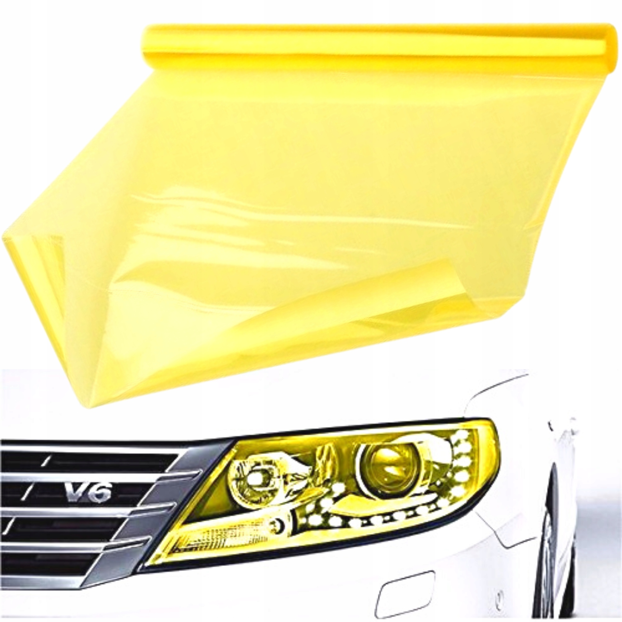 FOLIA NA LAMPY REFLEKTOR TUNING AUTA 30x50cm ŻÓŁTA