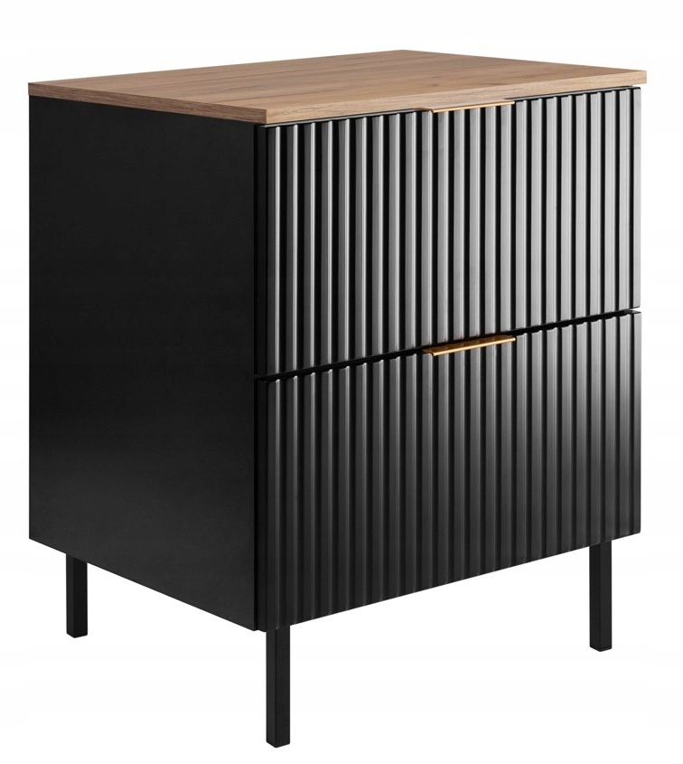 koupelnová skříňka pod umyvadlo 60 Černá Módní Ryfle Deska Dub Nohy