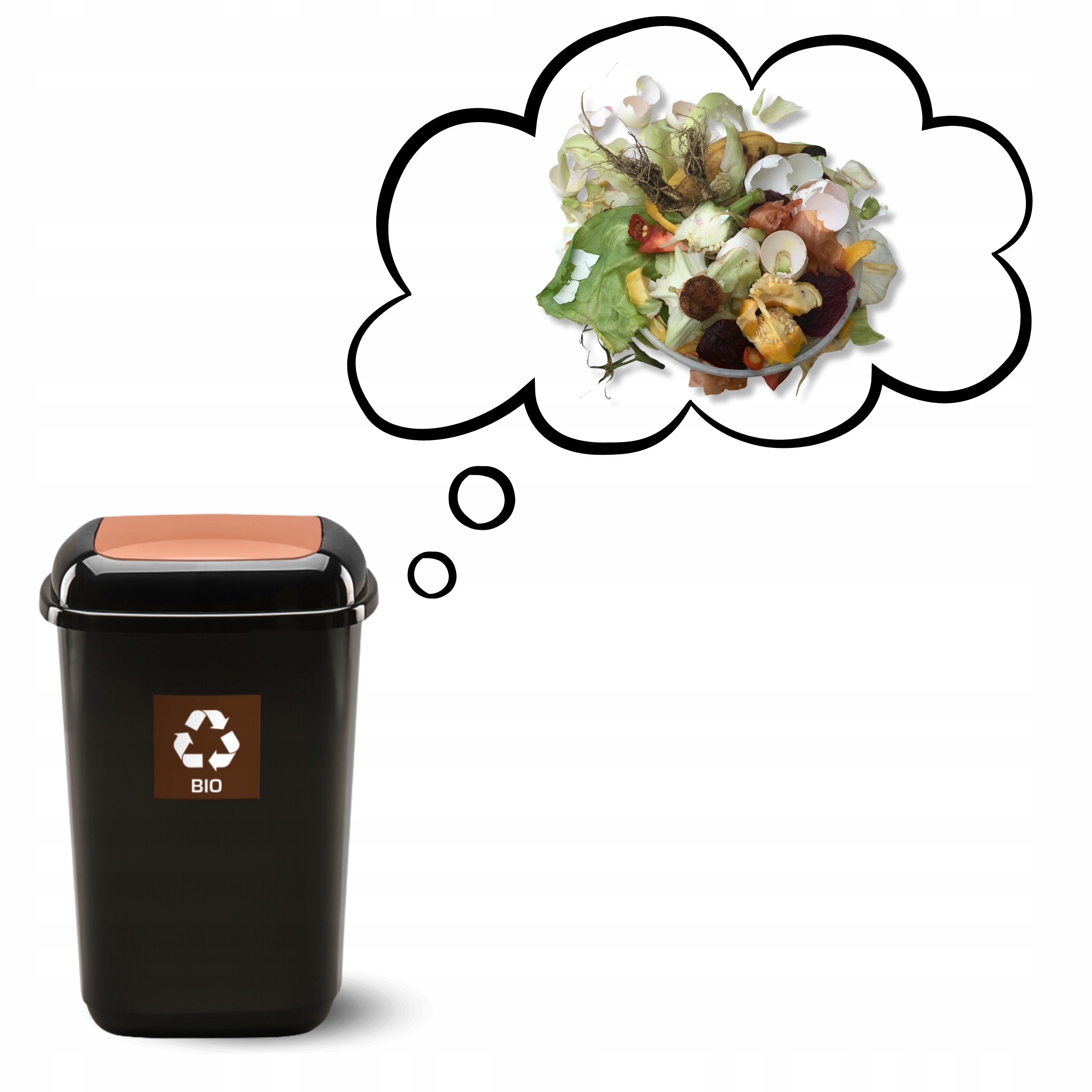 Kosz na Śmieci z Pokrywą Pojemnik do Segregacji na Odpady BIO - 90l Marka Plafor