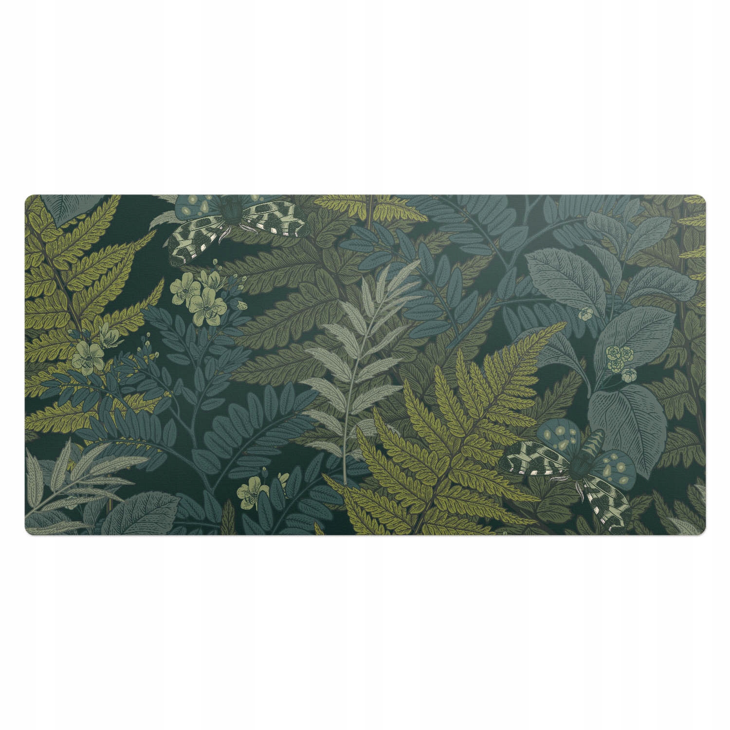 Moderní ochranná podložka na pracovní desku Motivy lesních listů s motýly 100 x 50 cm