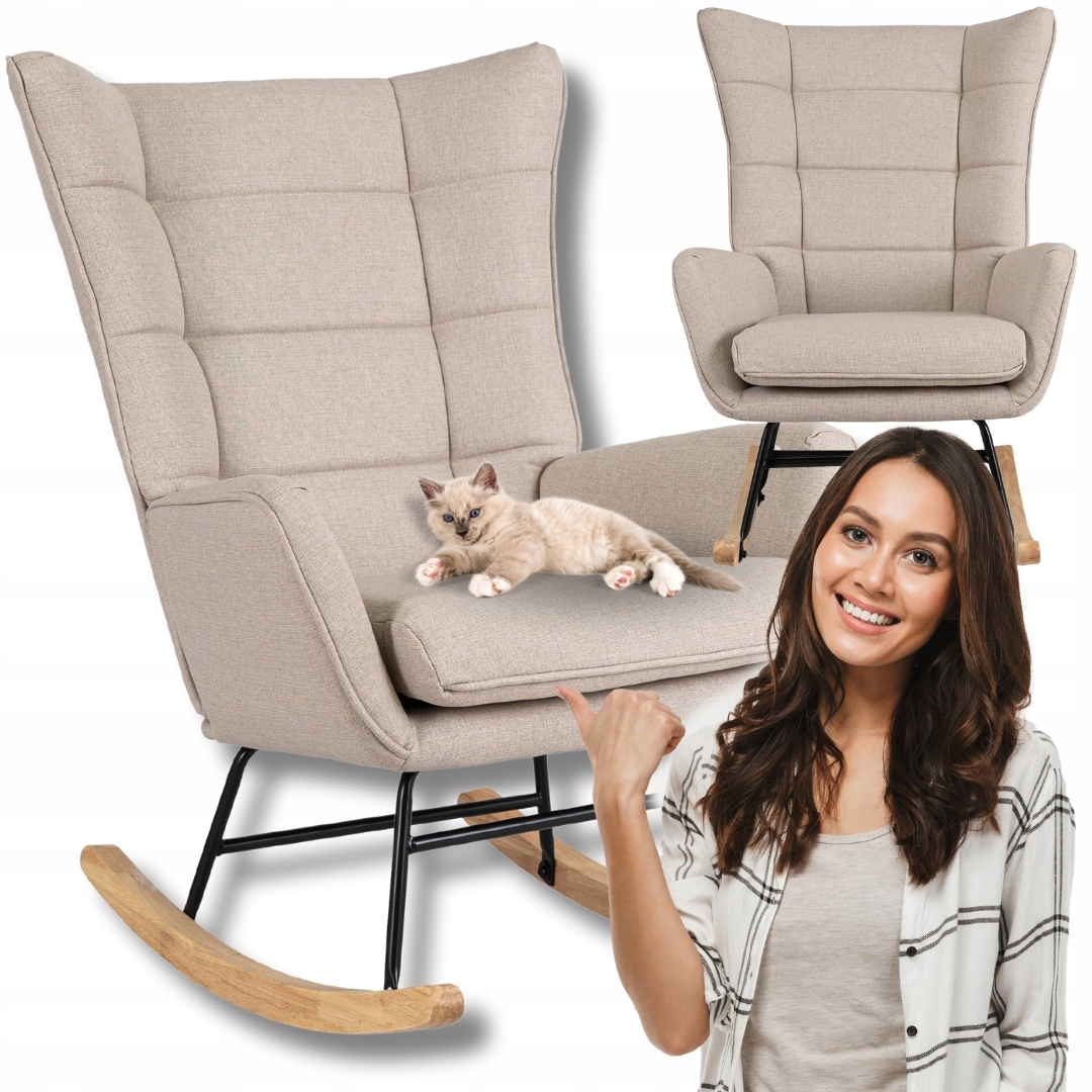 Křeslo Uszak Houpací odpočinková tkanina Salon Loft Béžová Dub Jackson