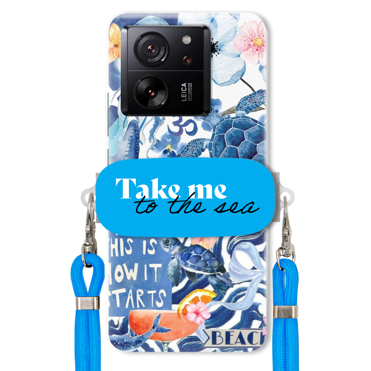 Puzdro pre Xiaomi 13T Modré Crossbody vodítko držiak Take Me To The Sea