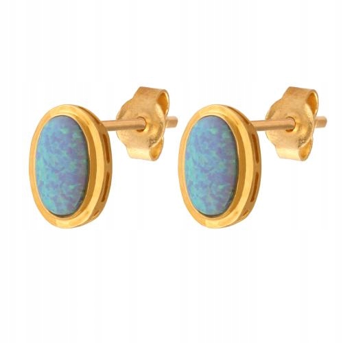 Dámské zlaté náušnice 585 s modrým opálem, 2.95 g, efektní od klenotníka