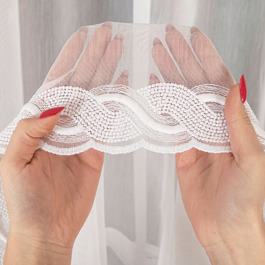 Mg Záclona Bambus 13417 výšivka biela 400x250 cm obšitá páskou