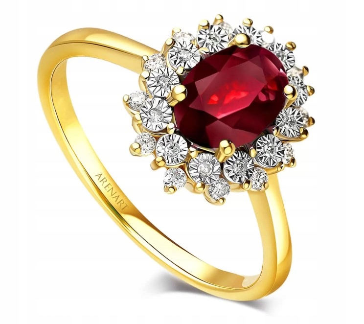 Prstýnek Au 585 s rubínem a diamanty R03309Y, vel.