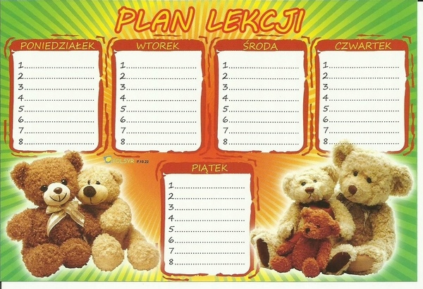 plan lekcji 25szt mix samoprzylepny — 2