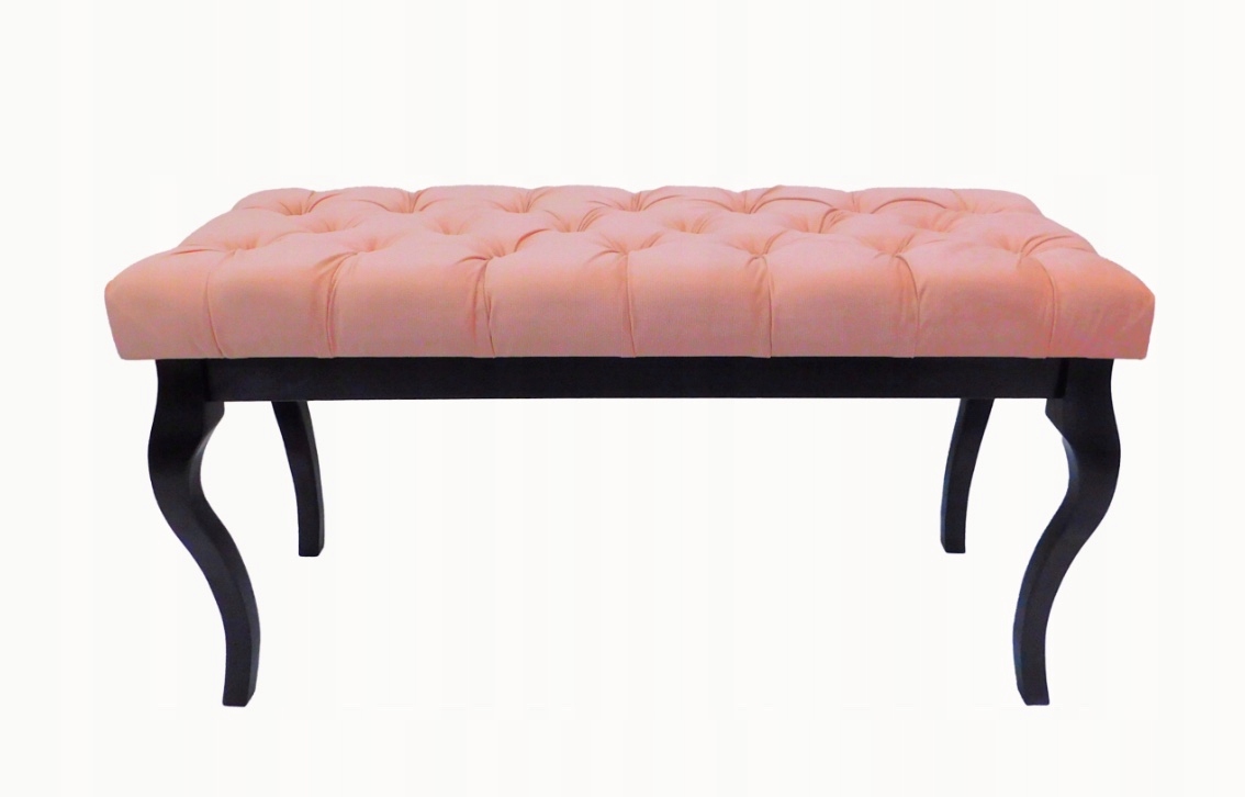 Čalúnená lavička ružový velúr drevo buk čierna 105 x 40 cm H 55 cm