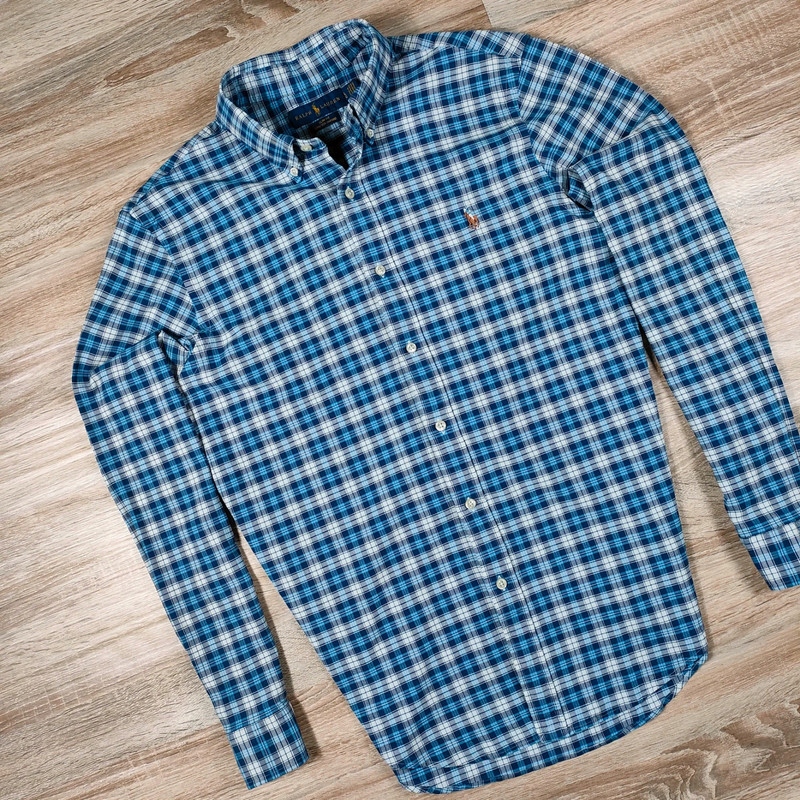 POLO RALPH LAUREN Koszula w Kratę Logowana r. L Model Stretch Oxford