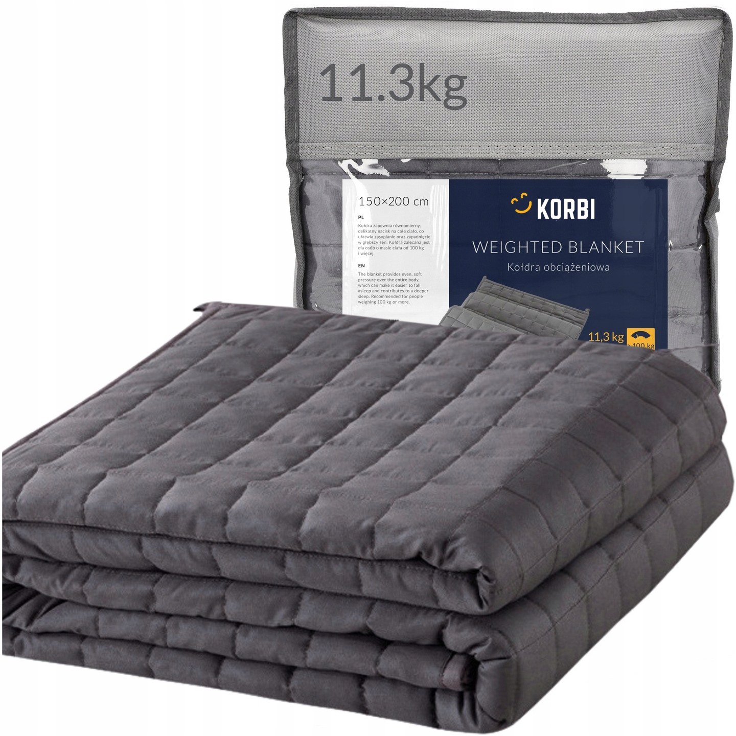 Kołdra Obciążeniowa Koc Sensoryczny Antystresowy Torba 200x150 11,3kg