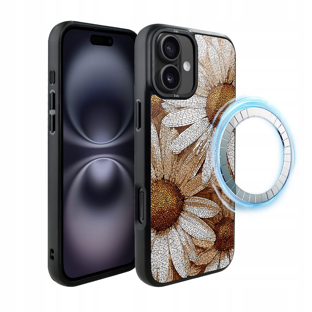 Pouzdro pro iPhone 16 Ibizu DropGuard Matt s MagSafe, heřmánková mozaika