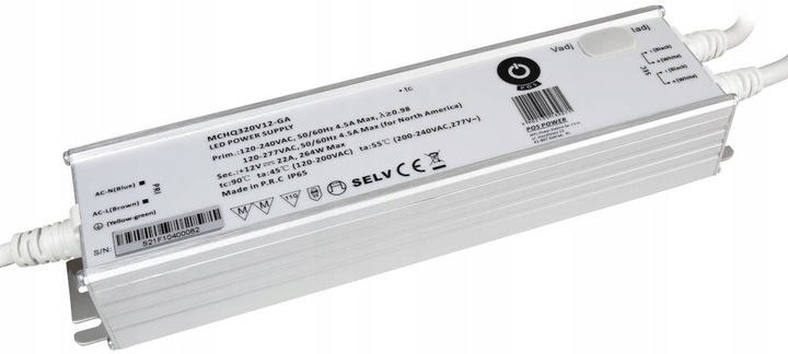 Profesionálny Napájací Zdroj pre Led MCHQ320V24-GA filter Pfc 24V 13.3A IP65 320W